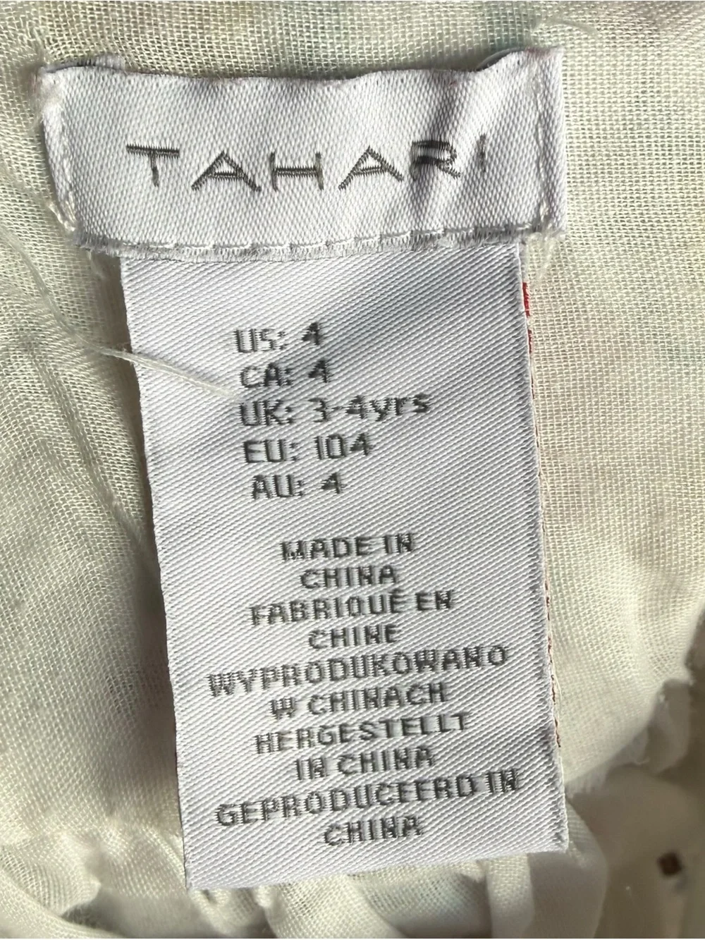 Tahari Floral Lace Trim Dress Girls Size 4 Cotton Sleeveless Sundress